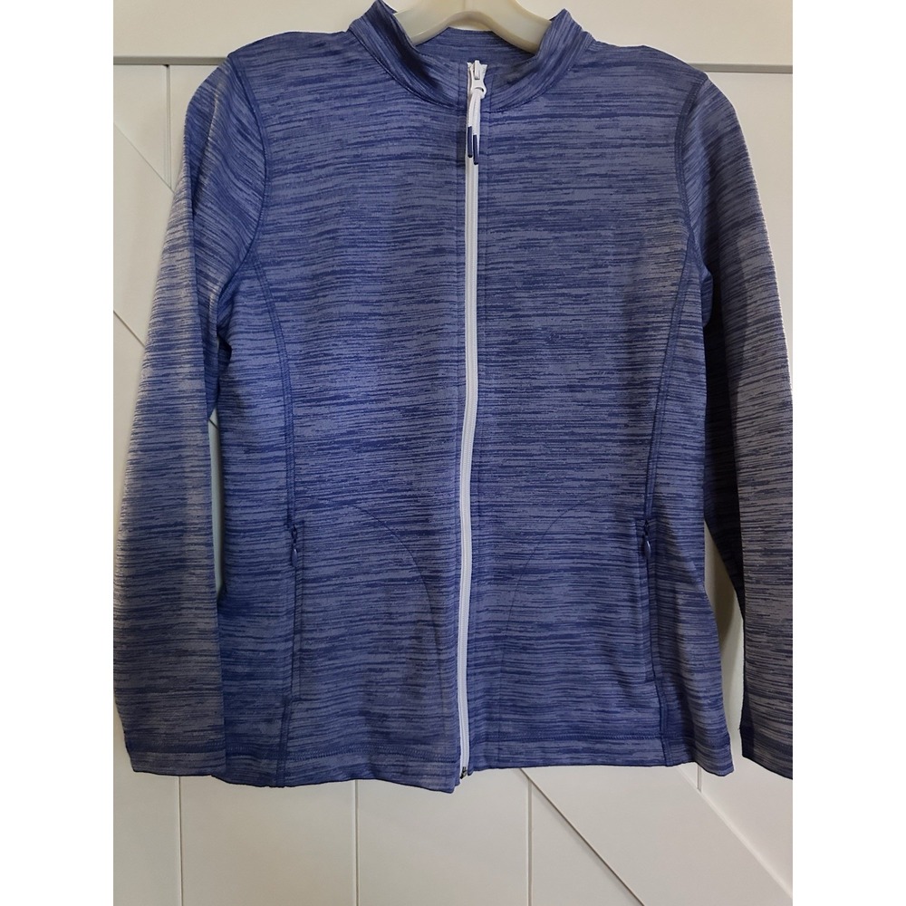 T By Talbots Athletic Jacket Womens P Small‎ Heather Blue Full Zip Pockets